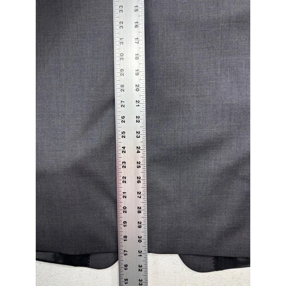 Joseph Abboud 46R 38x32 Gray 2pc Pant Suit 100% Wool Flat Front Two Button Mens